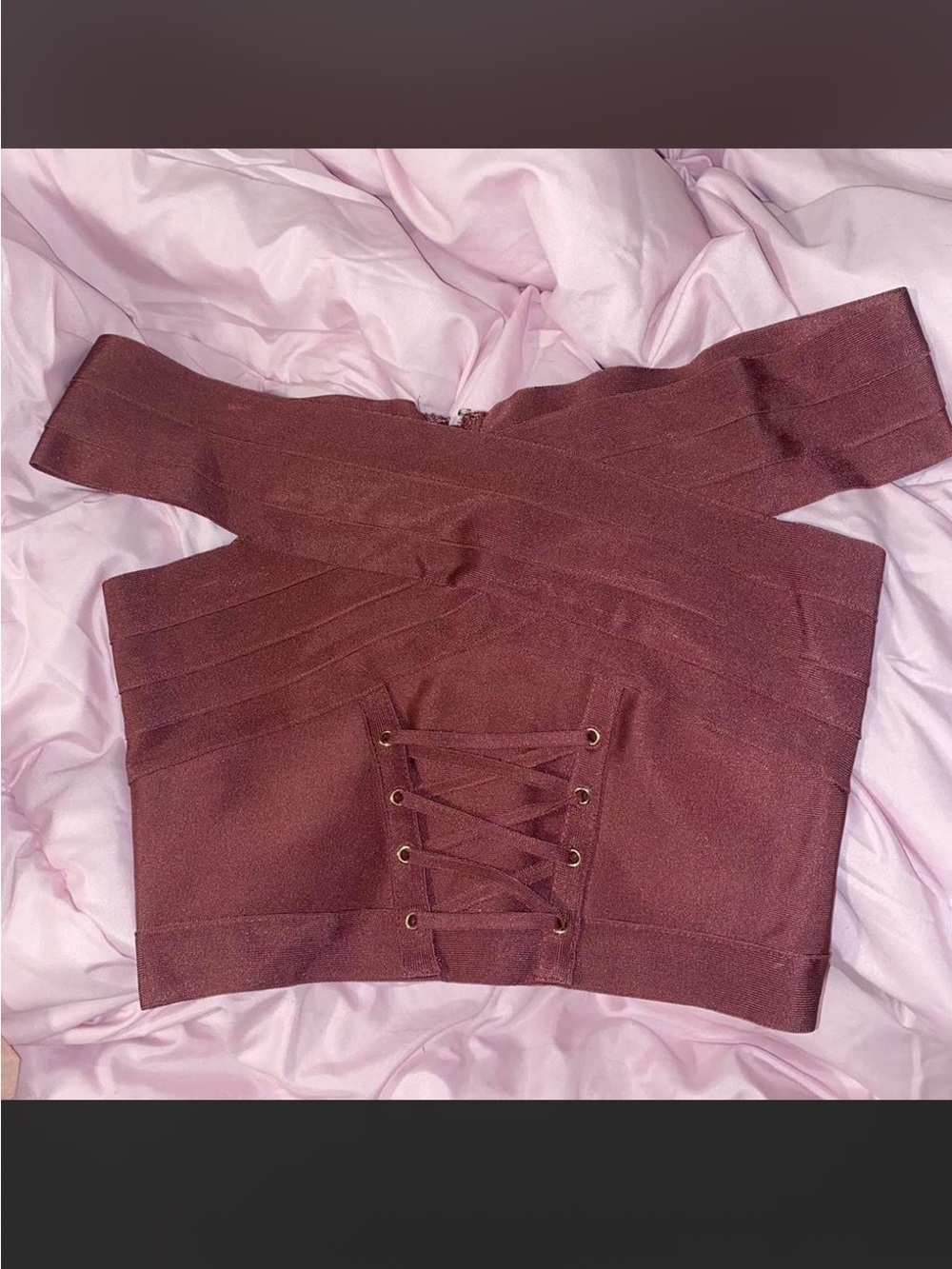 Fashion Nova bandage off the shoulder corset crop top